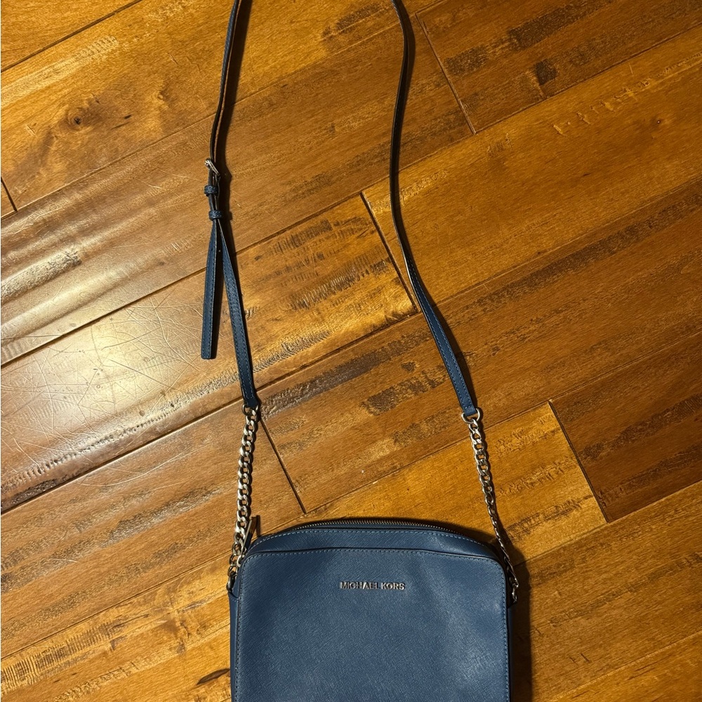 Michael Kors Blue Leather Crossbody Bag